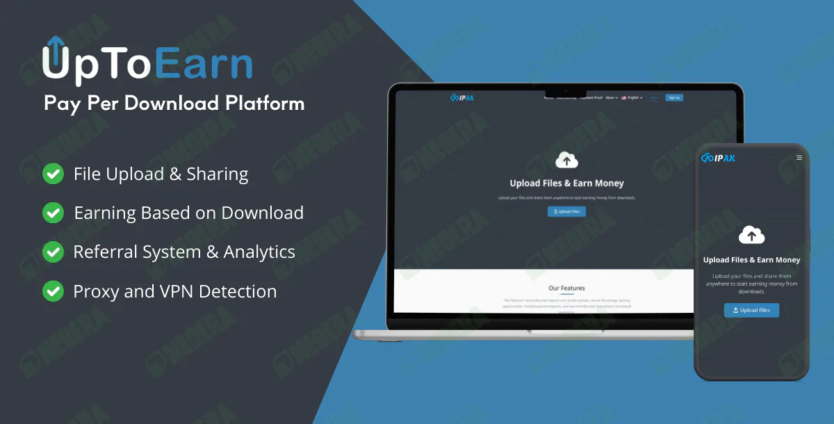 Uptoearn - Pay Per Download Platform (SAAS)